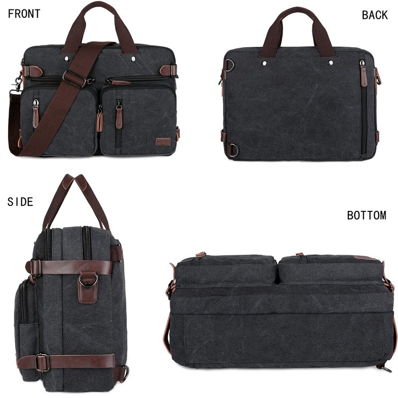 Baosha Convertible Briefcase Backpack 17 Inch Laptop Bag Case Business Briefcase HB-22 (Black-Grey Mixed) - Image 4